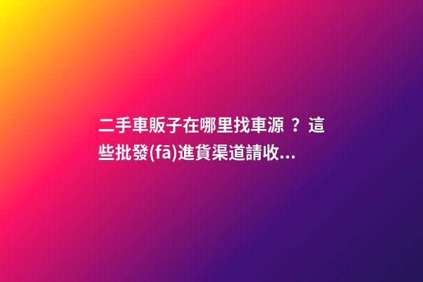 二手車販子在哪里找車源？這些批發(fā)進貨渠道請收好！